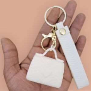 Elegant White Keychain Set